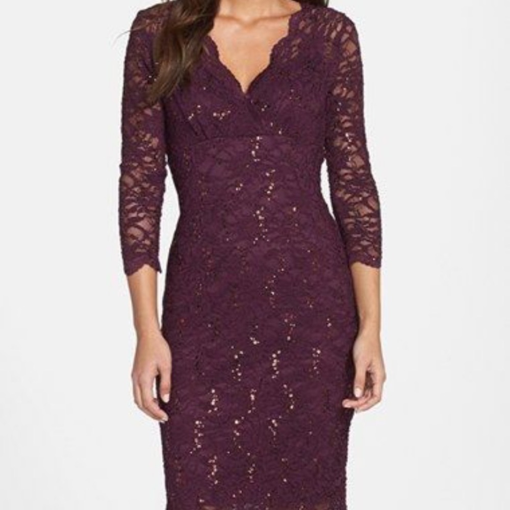 Purple Knee length lace dress